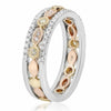.40CT WHITE, PINK & FANCY YELLOW DIAMOND 14KT TRI COLOR GOLD 3D ANNIVERSARY RING