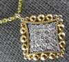 ESTATE .29CT DIAMOND 14KT 2 TONE GOLD 3D PAVE SQUARE FILIGREE BEADED FUN PENDANT
