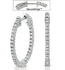 ESTATE 1.01CT DIAMOND 14K WHITE GOLD 3D CLASSIC INSIDE OUT HOOP HANGING EARRINGS