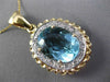 ANTIQUE EXTRA LARGE 8.90CT DIAMOND & AAA BLUE TOPAZ 14KT TWO TONE GOLD PENDANT