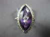 ANTIQUE LARGE 8.03CT OLD MINE DIAMOND & AMETHYST 14KT WHITE GOLD MARQUISE RING