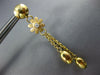LARGE .05CT DIAMOND 18KT YELLOW GOLD 3D MATTE AND SHINY FLOWER HANGING EARRINGS