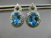 ESTATE 2.96CT DIAMOND & AAA BLUE TOPAZ 14K WHITE GOLD OVAL HANGING STUD EARRINGS