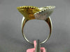 WIDE .34CT WHITE & FANCY YELLOW DIAMOND 18K 2 TONE GOLD DOUBLE SHELL FLOWER RING