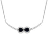 .58CT DIAMOND & AAA SAPPHIRE 14KT WHITE GOLD 3D PEAR SHAPE INFINITY BAR NECKLACE