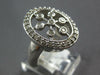 ESTATE LARGE .51CT DIAMOND 14KT WHITE GOLD 3D BEZEL SNOWFLAKE FLOWER OVAL RING
