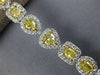LARGE 9.13CT WHITE & FANCY YELLOW DIAMOND 18K WHITE GOLD 3D HALO TENNIS BRACELET