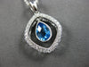 ESTATE 1.55CT DIAMOND & AAA BLUE TOPAZ 14K WHITE GOLD PEAR SHAPE & ROUND PENDANT
