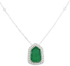 LARGE 6.5CT DIAMOND & AAA EMERALD 18KT 2 TONE GOLD 3D TRAPEZOID & ROUND NECKLACE