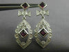 ESTATE LARGE 1.60CT DIAMOND & TOURMALINE 14KT WHITE GOLD FLOWER HANGING EARRINGS