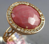 LARGE 11.52CT DIAMOND & AAA PINK AGATE 14KT ROSE GOLD 3D HALO FILIGREE FUN RING