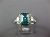 ESTATE LARGE 4.77CT DIAMOND & AAA BLUE ZIRCON 14KT WHITE GOLD 3D ENGAGEMENT RING