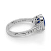 3.43CT DIAMOND & AAA SAPPHIRE 18KT WHITE GOLD 3D OVAL EMERALD CUT & ROUND RING