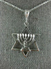 ESTATE 14KT WHITE GOLD 3D CLASSIC STAR OF DAVID MENORAH FLOATING PENDANT #777