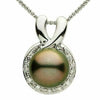 ESTATE .29CT DIAMOND & AAA TAHITIAN PEARL 18KT WHITE GOLD CIRCLE OF LIFE PENDANT