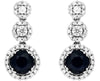 1.55CT DIAMOND & AAA SAPPHIRE 14K WHITE GOLD ROUND HALO JOURNEY HANGING EARRINGS