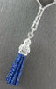 LARGE 79CT DIAMOND & AAA SAPHIRE 14KT WHITE GOLD 3D LARIAT FUN ETERNITY NECKLACE