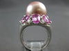 5.28CT DIAMOND & AAA PINK SAPPHIRE & PINK SOUTH SEA PEARL 18K WHITE GOLD 3D RING