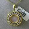 ESTATE LARGE .28CT DIAMOND 14K TWO TONE GOLD CIRCLE MOTHER OF PEARL HALO PENDANT