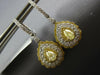 LARGE 2.4CT WHITE & CANARY DIAMOND 18KT TWO TONE GOLD TEAR DROP HANGING EARRINGS