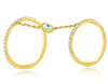 LARGE .53CT DIAMOND & AAA MOTHER OF PEARL 14KT YELLOW GOLD LUCKY EVIL EYE RING