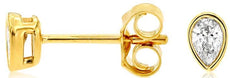 .19CT DIAMOND 14KT YELLOW GOLD CLASSIC PEAR SHAPE SOLITAIRE BEZEL STUD EARRINGS