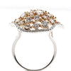 LARGE 3.54CT WHITE & PINK DIAMOND 18K WHITE & ROSE GOLD CLUSTER FLOWER LOVE RING