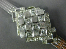 ANTIQUE HAMILTON 1.15CT OLD MINE DIAMOND 14KT WHITE GOLD WATCH BRACELET #17253