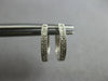 ESTATE .15CT DIAMOND 14K WHITE GOLD FILIGREE OVAL HOOP HUGGIE HANGING EARRINGS