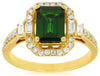 ESTATE 1.70CT DIAMOND & AAA RUSSALITE 14KT YELLOW GOLD EMERALD CUT OCTAGON RING