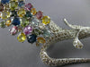 EXTRA LARGE 9.10CT DIAMOND & AAA MULTI COLOR SAPPHIRE 14KT WHITE GOLD BROOCH PIN