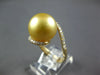 LARGE .32CT DIAMOND & AAA GOLDEN SOUTH SEA PEARL 18KT YELLOW GOLD 3D LOVE RING