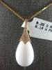 LARGE 8.36CT DIAMOND & AAA WHITE AGATE 14KT ROSE GOLD TEAR DROP FLOATING PENDANT