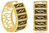 WIDE .33CT DIAMOND & BROWN ENAMEL 18K YELLOW GOLD OPEN FILIGREE HANGING EARRINGS