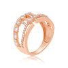WIDE .65CT DIAMOND 14KT ROSE GOLD 3D MULTI ROW CRISS CROSS GEOMETRICAL FUN RING