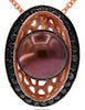 .38CT BLACK DIAMOND & AAA BROWN PEARL 14K ROSE GOLD 3D OVAL FUN FLOATING PENDANT