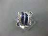 1.20CT DIAMOND & AAA SAPPHIRE 14KT WHITE GOLD 3D ROUND & BAGUETTE LEAF LOVE RING