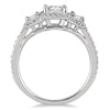 1.33CT DIAMOND 14KT WHITE GOLD 3 STONE HALO PAST PRESENT FUTURE ANNIVERSARY RING