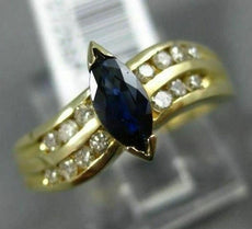 ESTATE .85CT DIAMOND & SAPPHIRE 14KT YELLOW GOLD DOUBLE ROW WAVE ENGAGEMENT RING