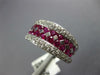 LARGE 2.0CT DIAMOND & AAA RUBY 14K WHITE GOLD CLASSIC MULTI ROW ANNIVERSARY RING