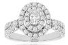 ESTATE 1.18CT DIAMOND 14KT WHITE GOLD ROUND & OVAL DOUBLE HALO ANNIVERSARY RING