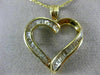 ESTATE .85CT BAGUETTE DIAMOND 14K YELLOW GOLD CLASSIC OPEN HEART PENDANT #19268
