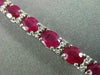 ESTATE WIDE 12.22CT DIAMOND & RUBY 18K WHITE GOLD CLASSIC OVAL TENNIS BRACELET