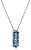 ESTATE .30CT DIAMOND & AAA SAPPHIRE 18KT WHITE GOLD FLOWER OVAL FLOATING PENDANT