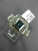 ESTATE .45CT WHITE & BLUE ROUND & PRINCESS DIAMOND 14K WHITE GOLD 3D SQUARE RING
