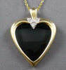 LARGE .15CT DIAMOND & ONYX 14KT YELLOW GOLD HEART SHAPE PENDANT ENHANCER #27044