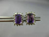 ESTATE 1CT DIAMOND & AAA AMETHYST 14K WHITE GOLD HALO EMERALD CUT STUD EARRINGS