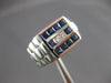 WIDE .86CT DIAMOND & AAA SAPPHIRE 18K WHITE GOLD PRINCESS SQUARE MENS RING 27175