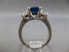 LARGE 3.12CT DIAMOND & AAA SAPPHIRE 14K WHITE GOLD 3 STONE ENGAGEMENT RING 27230