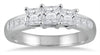 ESTATE 1.5CT DIAMOND 14K WHITE GOLD PRINCESS PAST PRESENT FUTURE ENGAGEMENT RING